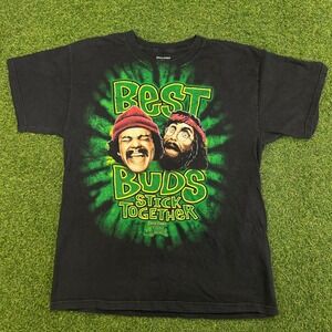 Cheech & Chong Up In Smoke Best Buds Stick Together Black T-Shirt Large